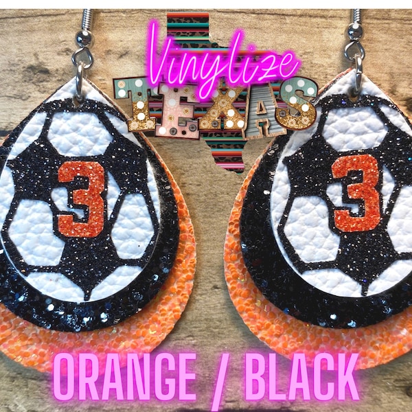Triple Layer Soccer Jersey Number Earrings