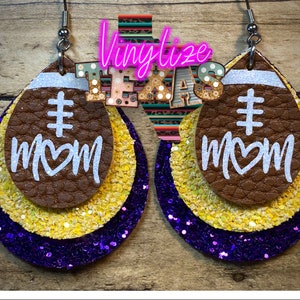 Custom Triple Layer Football Mom Earrings