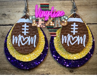 Custom Triple Layer Football Mom Earrings