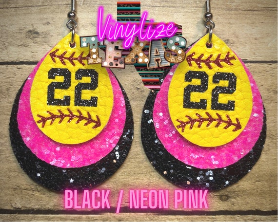 Layered Glitter Love Softball Earrings Layered Glitter Love Softball Earrings