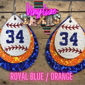 Custom Triple Layer Baseball Jersey Number Earrings image 2