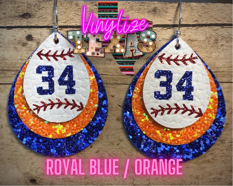 Custom Triple Layer Baseball Jersey Number Earrings image 2