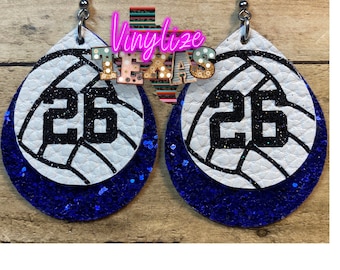 Custom Volleyball Jersey Number Earrings