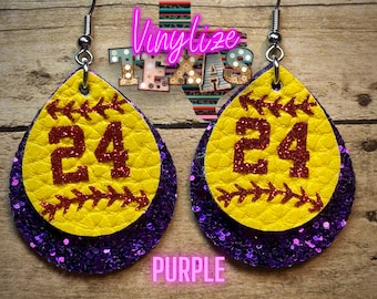 Custom Softball Jersey Number Earrings