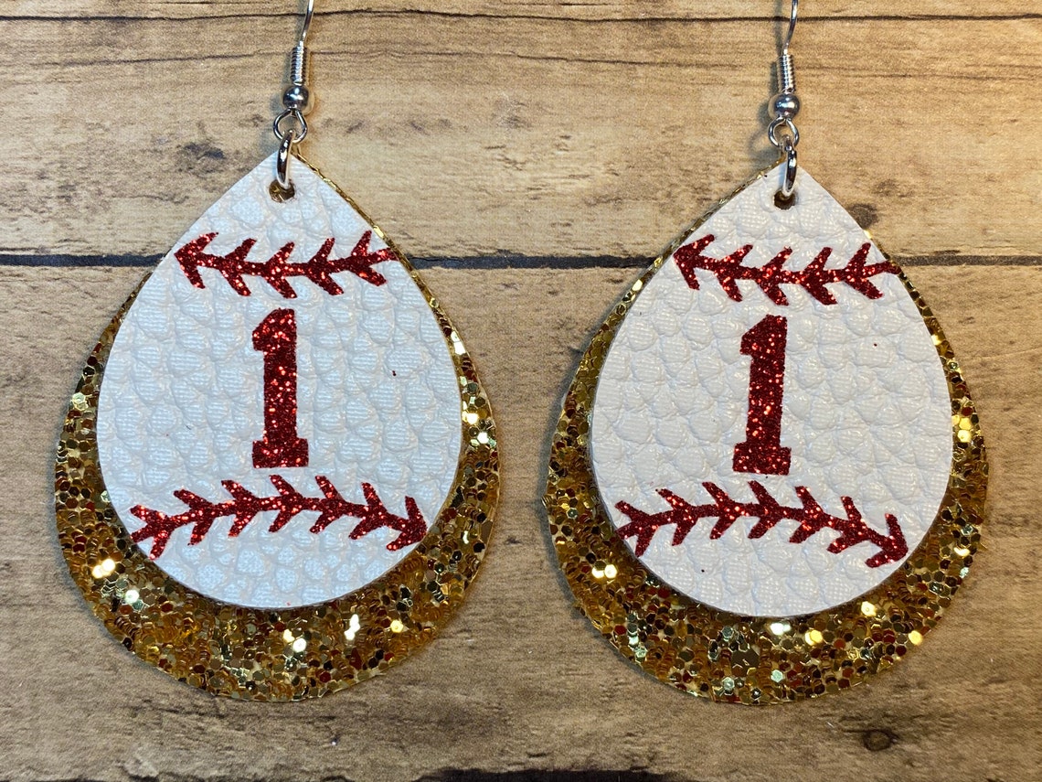 Custom Baseball Jersey Number Earrings Etsy