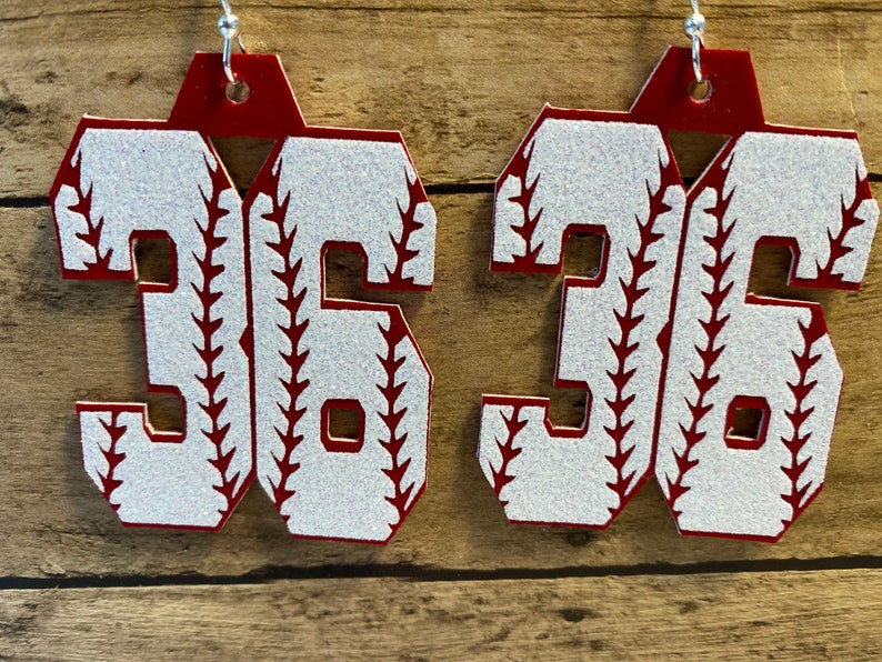 Baseball Jersey Number Earrings Etsy