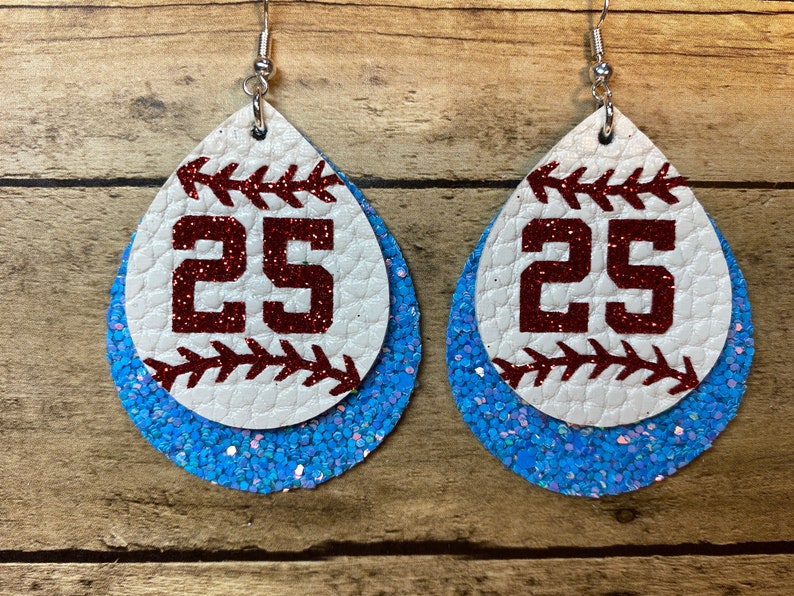 Custom Baseball Jersey Number Earrings Etsy