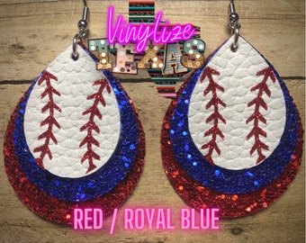 Triple Layer Baseball Earrings