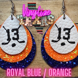 Triple Layer Hockey Jersey Number Earrings