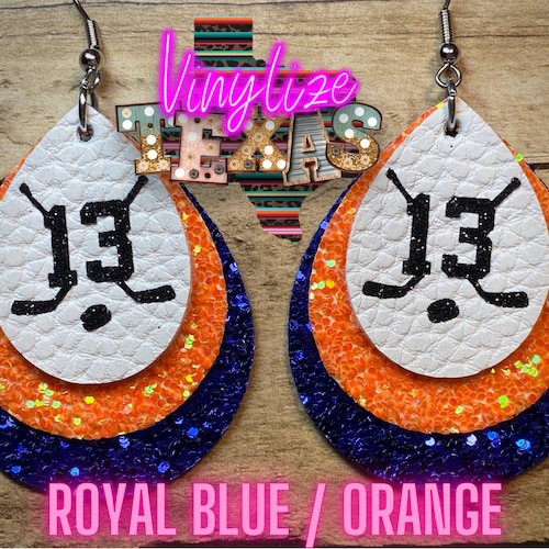 Triple Layer Hockey Jersey Number Earrings Etsy