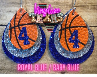 Custom Triple Layer Basketball Jersey Number Earrings