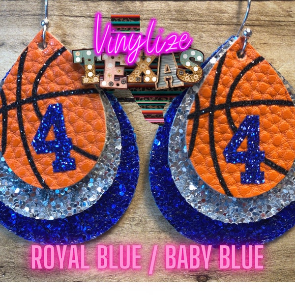 Custom Triple Layer Basketball Jersey Number Earrings