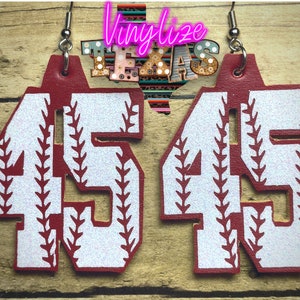 Baseball Jersey Number Earrings