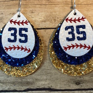 Custom Triple Layer Baseball Jersey Number Earrings Gold