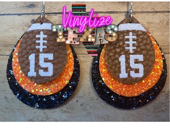 Custom Triple Layer Football Jersey Number Earrings