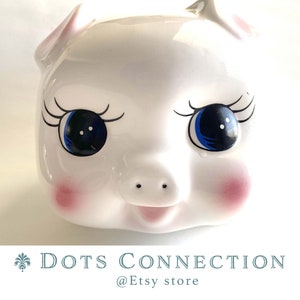 Vintage Piggy Coin Bank with lovey cute boy and girl 1950s LARGE rare