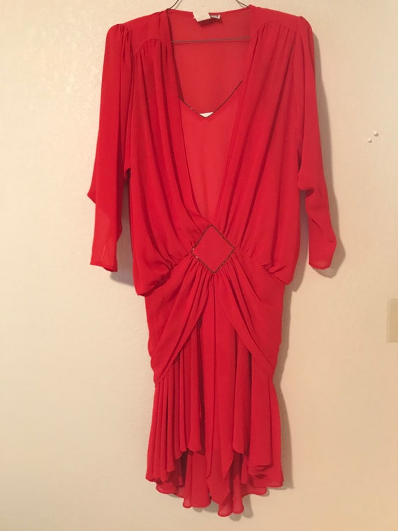 1982 Red Cocktail Dress Valentines Ladies Night Ev
