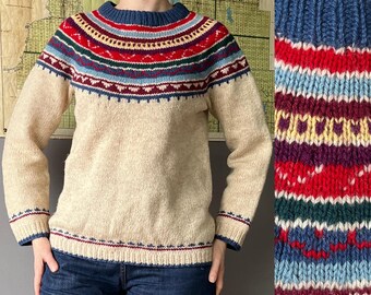 Vintage M 1990s Bright Colors Fair Isle Sweater l Wool