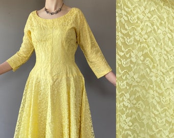 Vintage 50er Jahre Swing Kleid aus Spitze mit Dolanärmeln