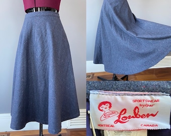 Vintage 25" 1970s wool blend Half Circle skirt in heathered tweed