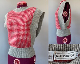 Vintage 1970s Hounds tooth sweater vest pullover