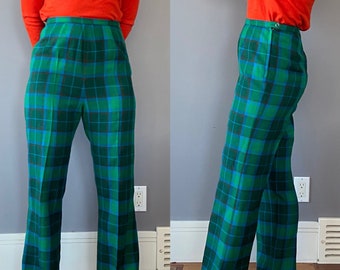 Vintage 30" 1960s plaid Wool trousers l Womens l Pants