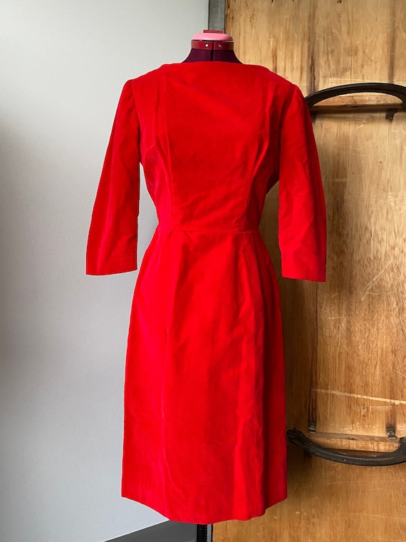 red velvet wiggle dress Vintage 1950s Red Velvet Wiggle Dress