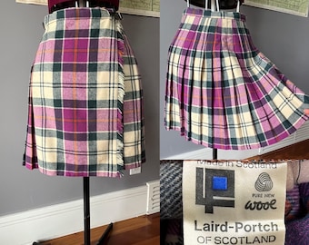 Spódnica kiltowa Vintage 24-26" Clan Laird w fioletowo-zieloną kratę w kratę