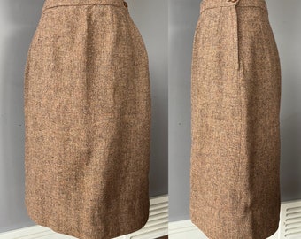 Vintage 27" 1950s Tweed Pencil skirt with metal zipper l Lined