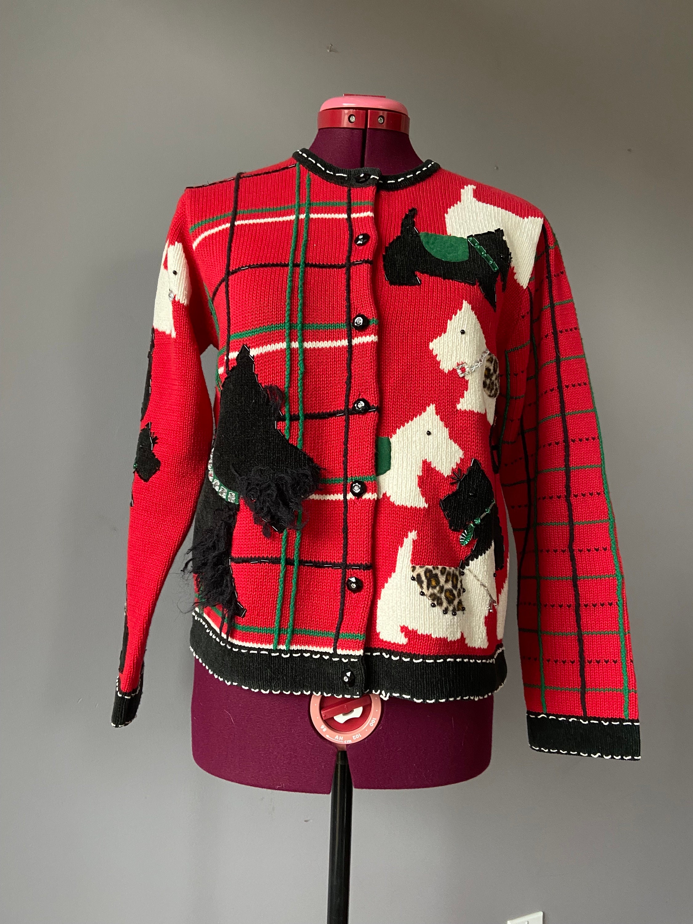 Vintage Y2K Scottie Dog Sweater Hand Embroidered Etsy