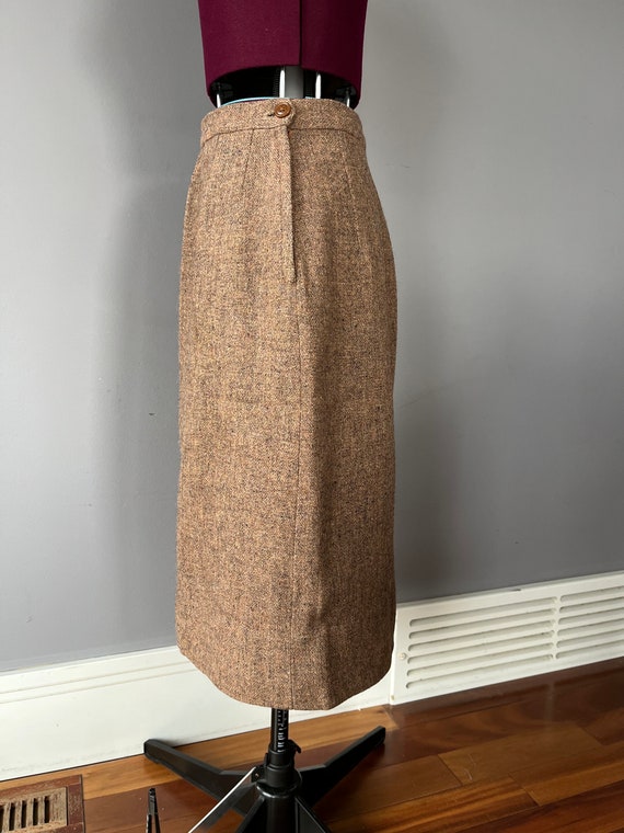 Vintage 27" 1950s Tweed Pencil skirt with metal z… - image 5