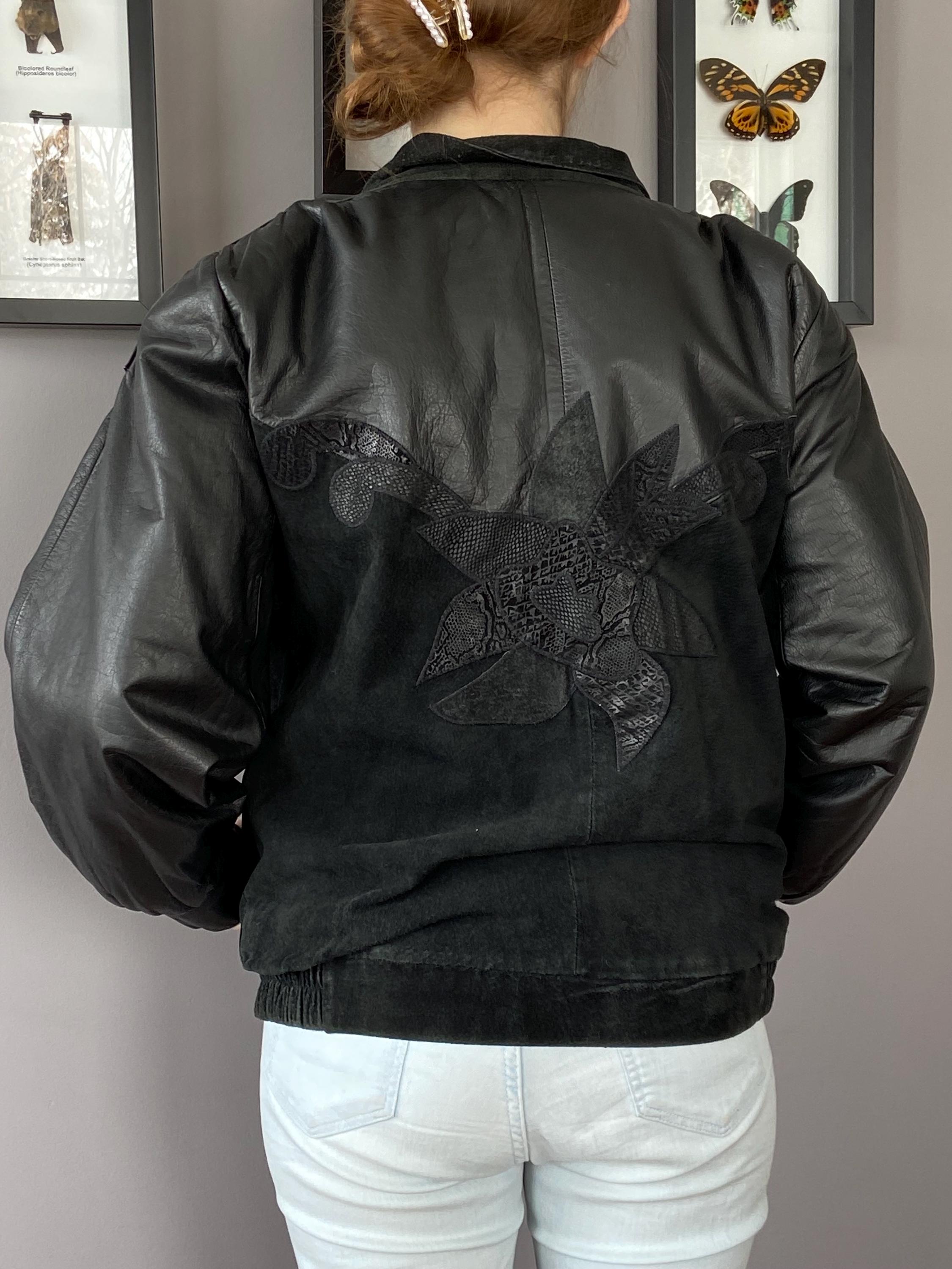 ヴィンテージ M 1980年代 ブラックスエード＆レザージャケット L