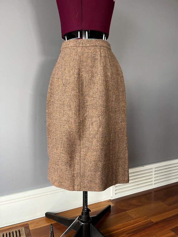 Vintage 27" 1950s Tweed Pencil skirt with metal z… - image 6