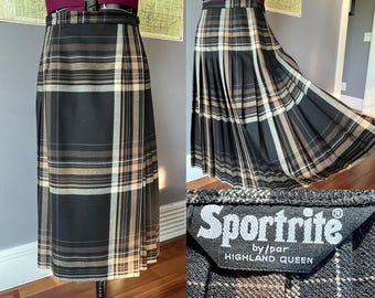 Spódnica w kratę w stylu vintage 30" w kolorze brązowo-brązowym i tartanowym w kratę Kilt Wrap