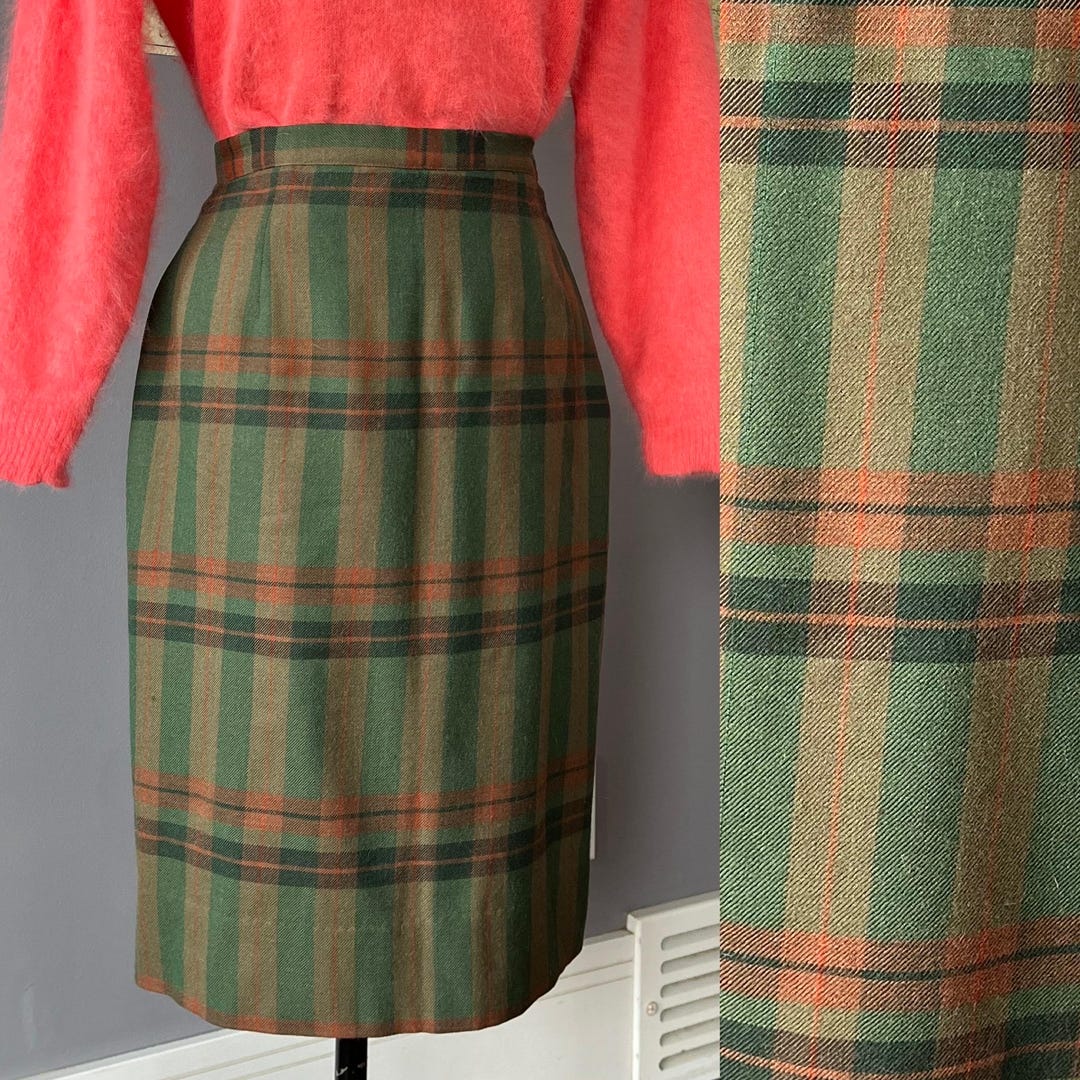 Vintage 28 1950s Plaid Pencil Wiggle Skirt in 100% Wool - Etsy
