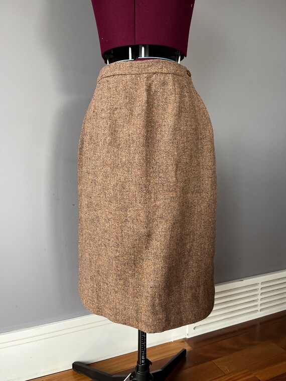 Vintage 27" 1950s Tweed Pencil skirt with metal z… - image 2