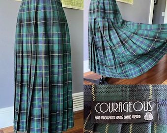 Vintage 27" 1980s Plaid Wool Tartan Skirt l Pleated l