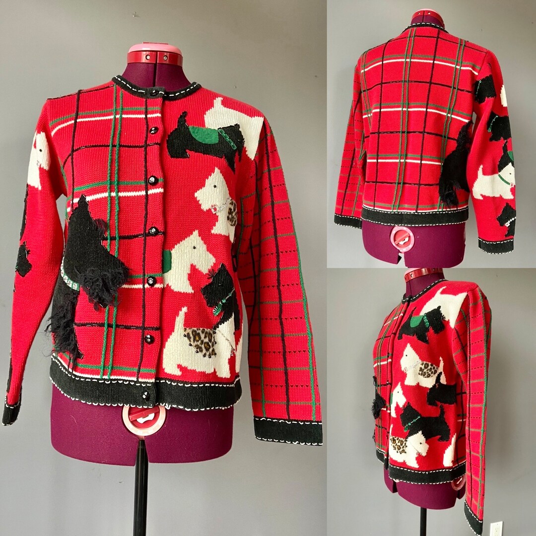 Vintage Y2K Scottie Dog Sweater Hand Embroidered Etsy