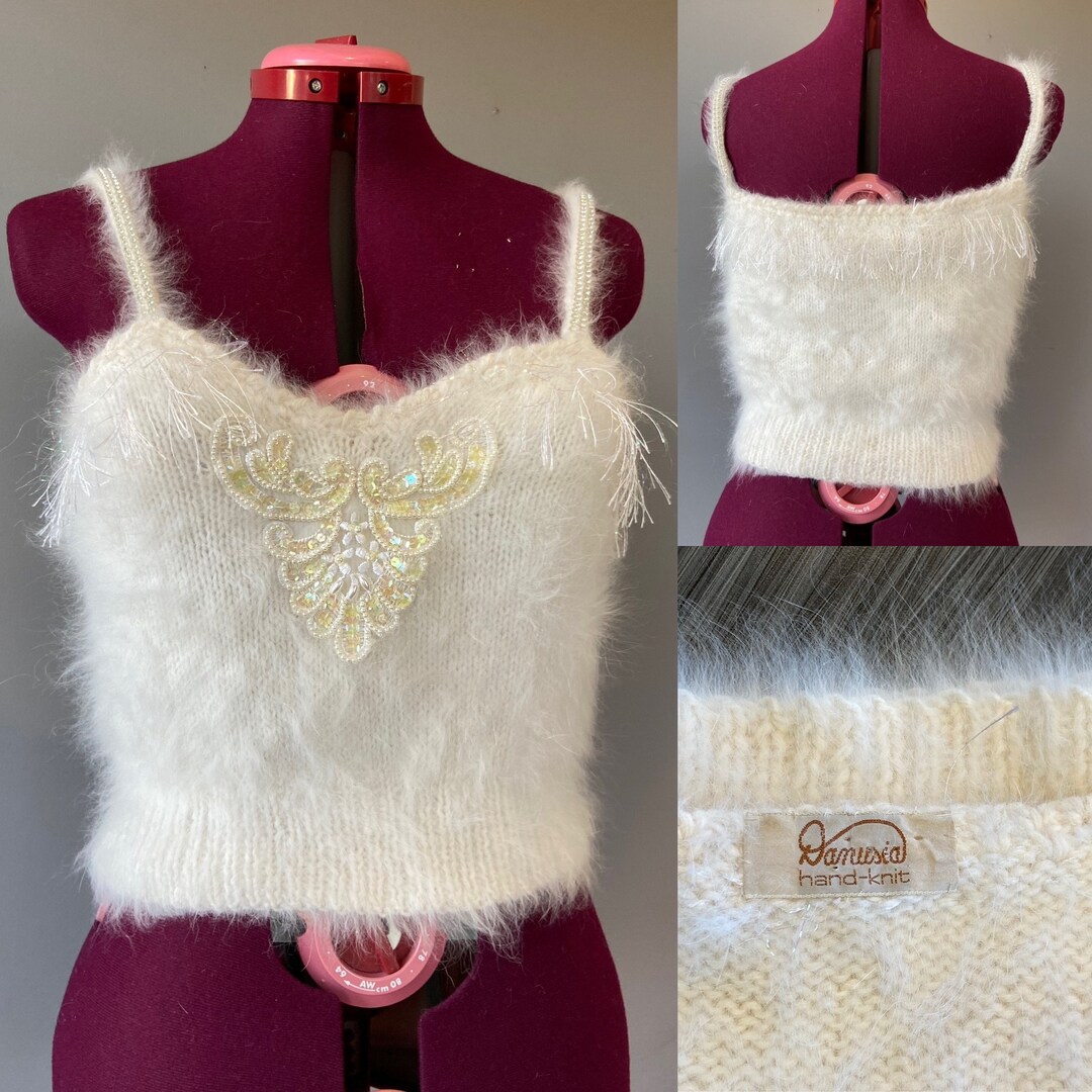Vintage M/L 1990s Cropped Angora Tank Top - Etsy