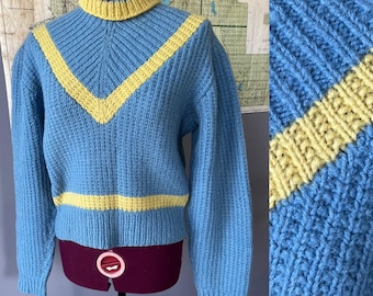 Vintage M 1950s Beatnik Sweater, Handknit