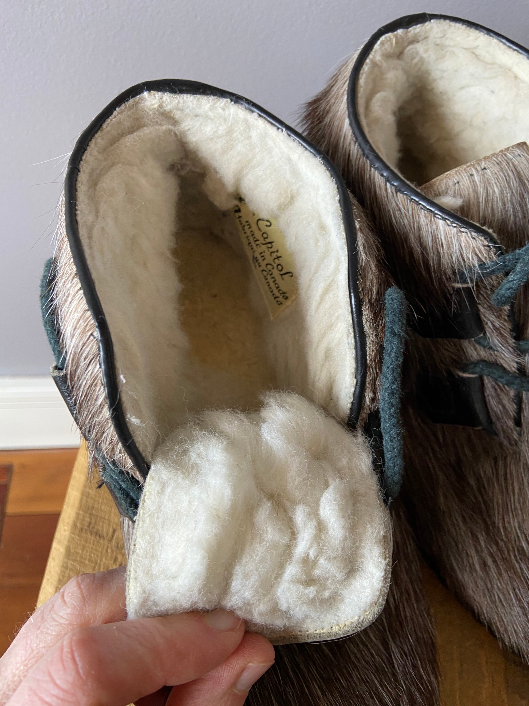 Vintage Capital Canada Inuik Boots, Fur Exterior, Wool Lined, Size