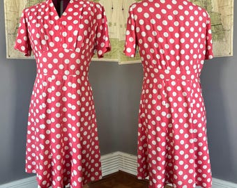 Vintage L jaren 40 roze stipjurk