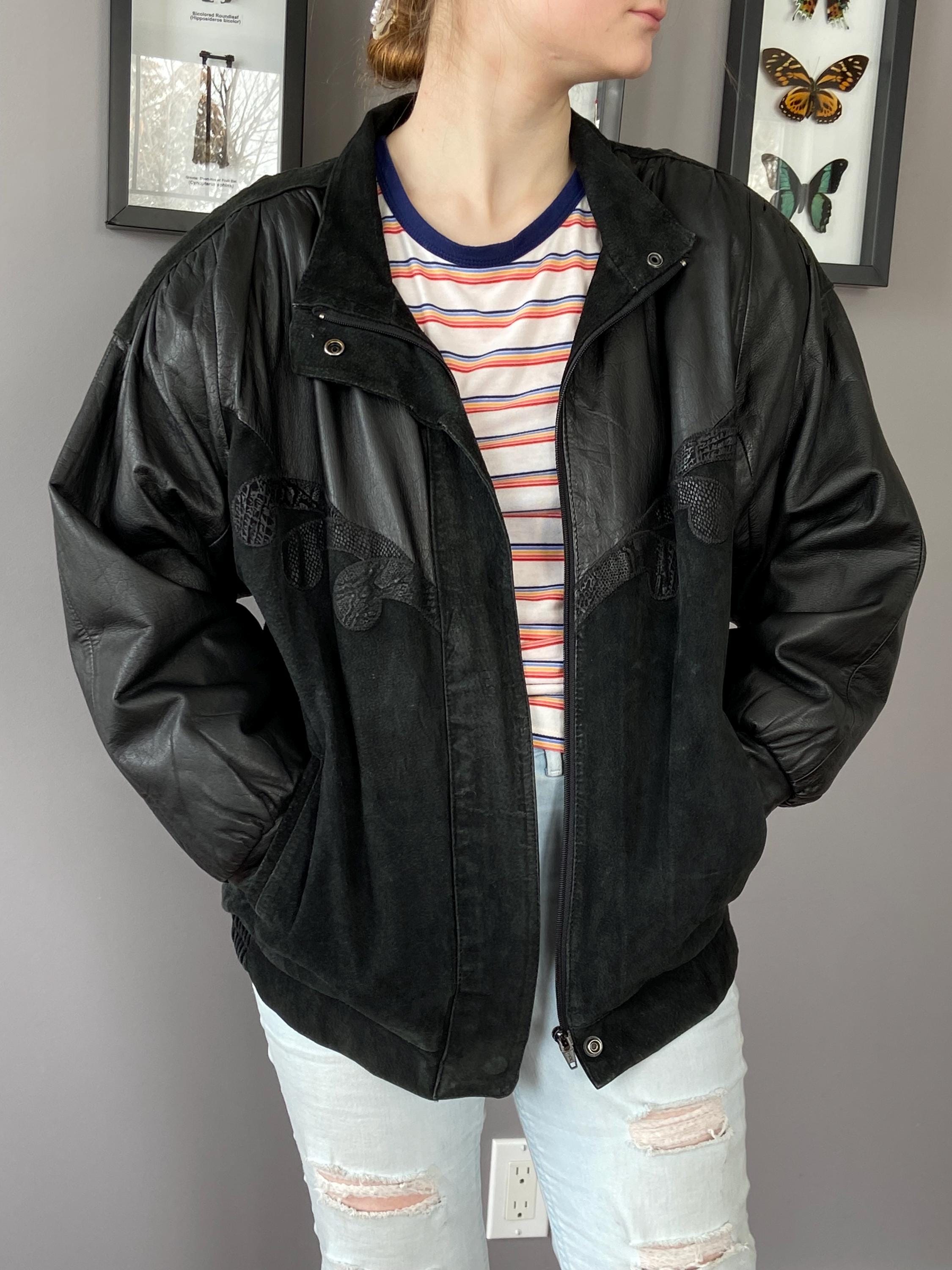 ヴィンテージ M 1980年代 ブラックスエード＆レザージャケット L