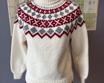 Vintage M 1990s Nordic style Sweater l Fair Isle l NON WOOL