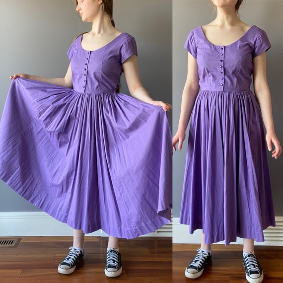Vintage Handmade Purple Peasant Dress Etsy UK