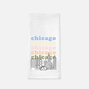 Chicago Skyline Tea Towel, Chicago Gift, Chi Town Gift, Chicago