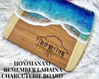 Xl HO'OMANA'O LAHAINA | Rappelez-vous la planche Lahaina Ocean| Planche de charcuterie fabriquée à Maui | Plateau de fromages hawaïen | Idées cadeaux | Banian Lahaina