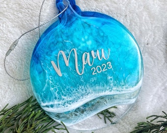 MAUI 2023 Ornement | Fabriqué à Hawaï Ocean Ornement Maui 2023 | Ornement hawaïen | Ornement océanique | ornement de plage | Ornement Maui | Noël