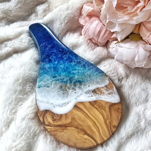 Spoon rest "Makai" Hawaii made | Ocean spoon rest made on Maui | Aloha gift idea Aloha | Charcuterie board | Small cheese board | Xmas gift Dark Ocean Blue