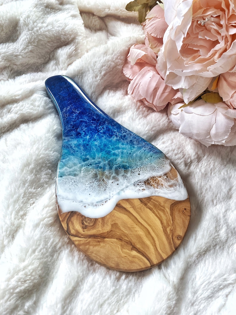 Spoon rest "Makai" Hawaii made | Ocean spoon rest made on Maui | Aloha gift idea Aloha | Charcuterie board | Small cheese board | Xmas gift Dark Ocean Blue